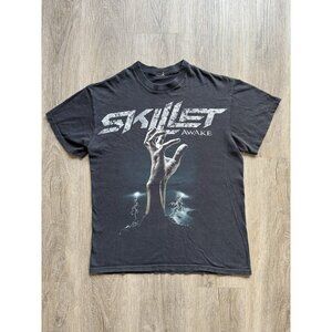 Vintage Y2K Awake Skillet Band Tee Promo Black Faded Shirt Rare Music Christian